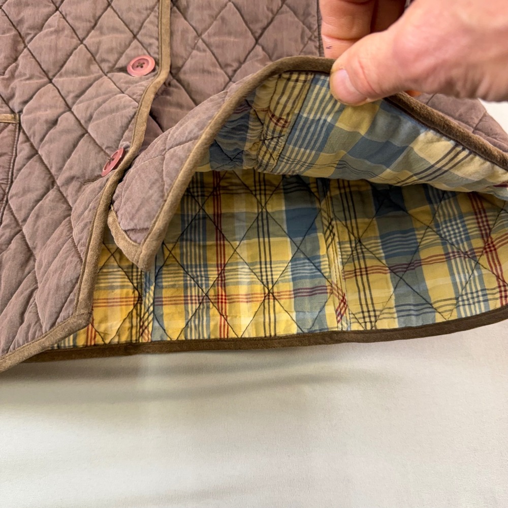 L.L. Bean Quilted Utility Jacket in Brown with Pink Accents - Picture 14 of 16